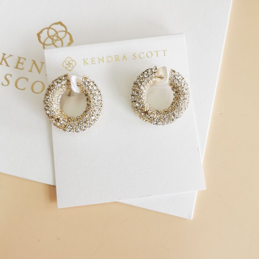 Kendra Scott Sparkling Gold  Pave hoop earrings